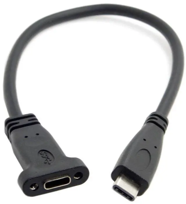Alt view image 4 of 6 - USB-C USB 3.1 Type C Male to Female Extension Data Cable with Panel Mount Screw Hole