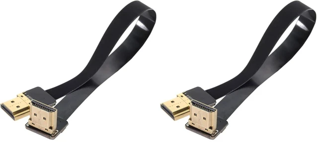 Main image of CYFPV FPV HDMI Male to Up Angled 90D HDMI Male HDTV FPC Flat Cable for FPV HDTV Multicopter Aerial Photography (20cm) (Pack of 2)