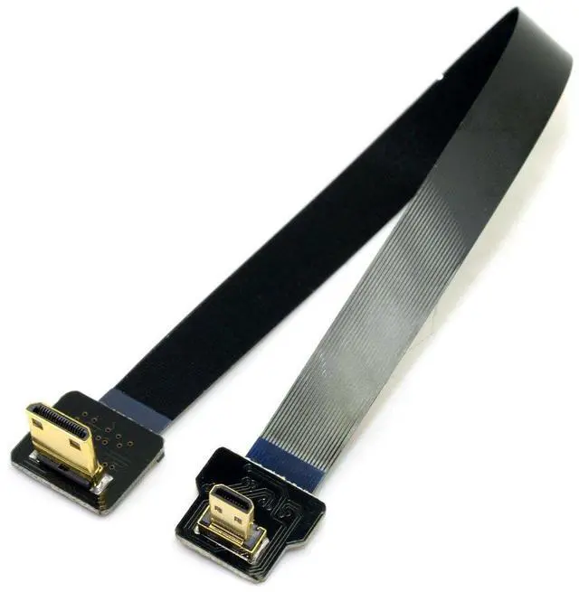 Alt view image 7 of 7 - CYFPV Micro HDMI to Mini HDMI Extension FPC Flat Cable 1080P 90 Degree Down Angled 0.5M
