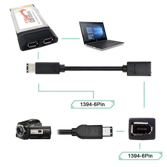 Alt view image 5 of 7 - IEEE 1394 6Pin Firewire to 1394a 6Pin Female to Male Extension Data Video Capture Card Support 400 to 400 Cable 20cm