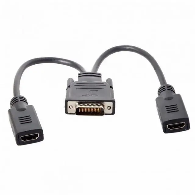 Alt view image 5 of 7 - DMS-59Pin Male to Dual HDMI 1.4 HDTV Female Splitter Extension Cable for PC Graphics Card