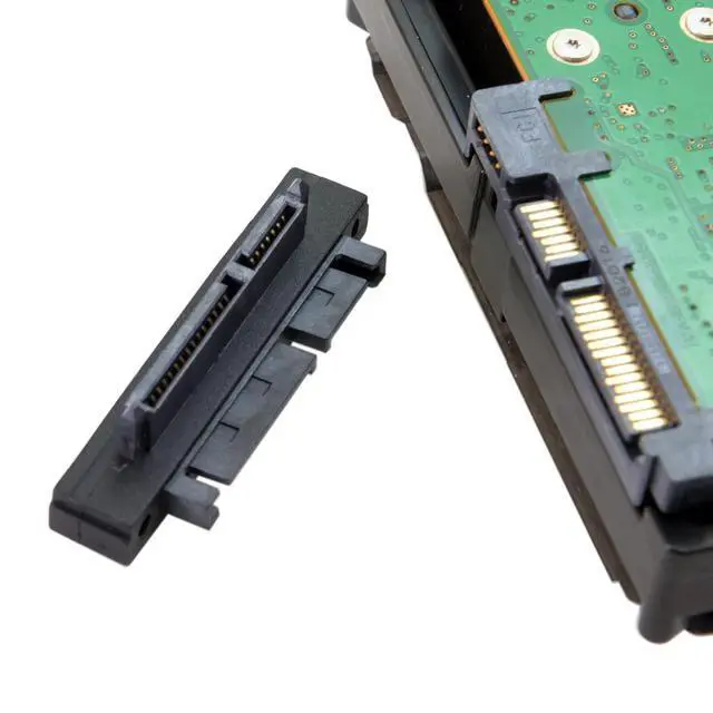 Alt view image 3 of 7 - Right Angled 90 Degree SATA 22Pin 7+15 Male to SATA 22P Female Extension Convertor Adapter