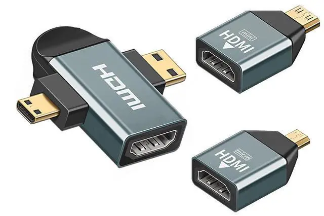 Main image of 3pcs/Set Micro & Mini HDMI to HDMI-Compatible 1.4 Female 2-in-1 Combo Adapter 4K@60hz