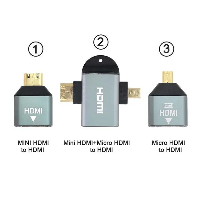 Alt view image 3 of 7 - 3pcs/Set Micro & Mini HDMI to HDMI-Compatible 1.4 Female 2-in-1 Combo Adapter 4K@60hz