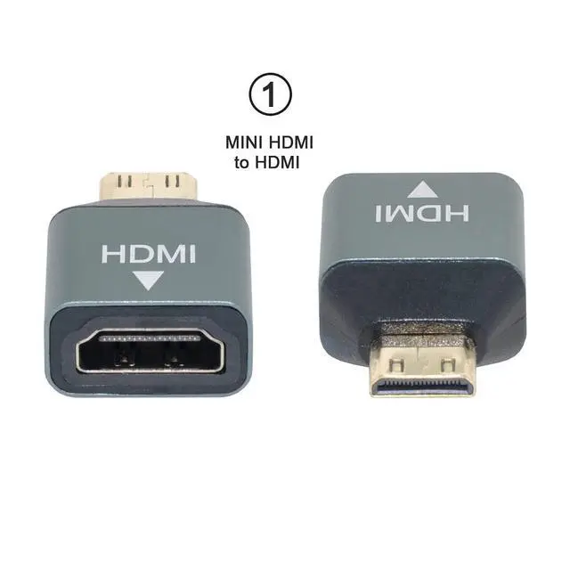 Alt view image 4 of 7 - 3pcs/Set Micro & Mini HDMI to HDMI-Compatible 1.4 Female 2-in-1 Combo Adapter 4K@60hz