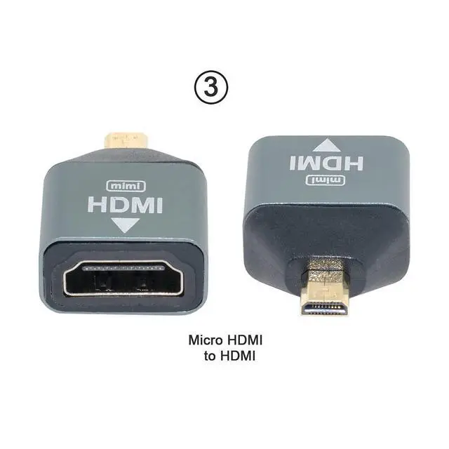 Alt view image 6 of 7 - 3pcs/Set Micro & Mini HDMI to HDMI-Compatible 1.4 Female 2-in-1 Combo Adapter 4K@60hz