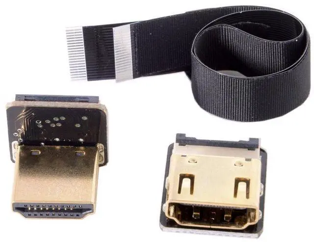 Alt view image 3 of 7 - CYFPV HDMI Male to Female FPC Flat Extension Cable for Camera HDTV Multicopter Aerial Photography 90 Degree UP Angled 0.5M