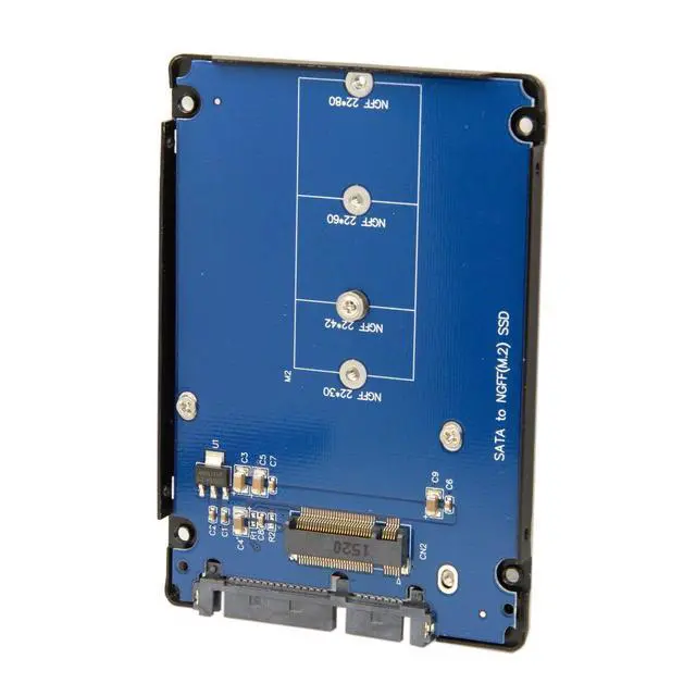 Alt view image 6 of 6 - B+M Key Socket 2 M.2 NGFF (SATA) SSD to 2.5 SATA Adapter Card Adapter with Black Metal Case