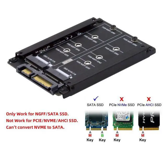 Alt view image 4 of 7 - Dual NGFF B+M Key M.2 SSD Card JOBD Raid0 Span Bridge to 2.5inch SATA Combo HDD Disk Drive Enclosure
