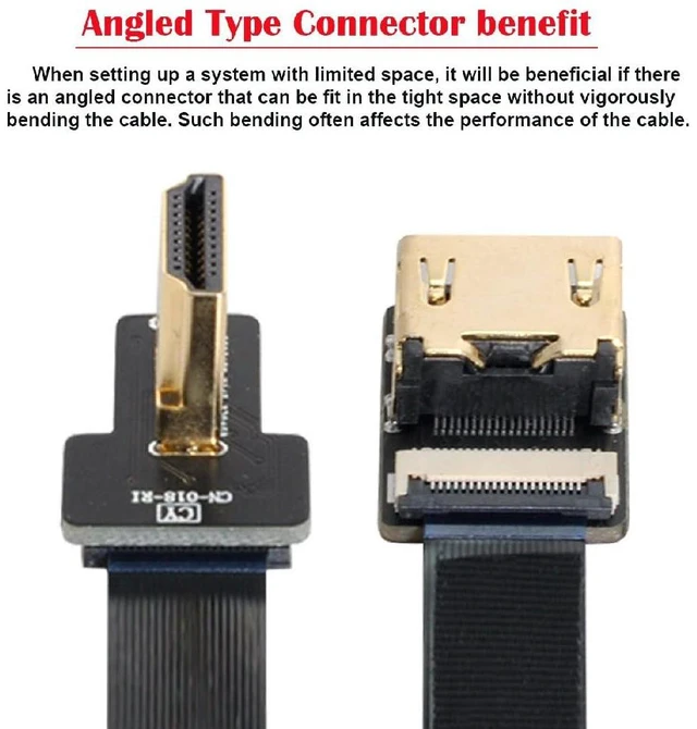 Alt view image 3 of 7 - FPV Left Angled 90 Degree HDMI Male to Female FPC Flat Cable for HDTV Multicopter Aerial Photography 50CM