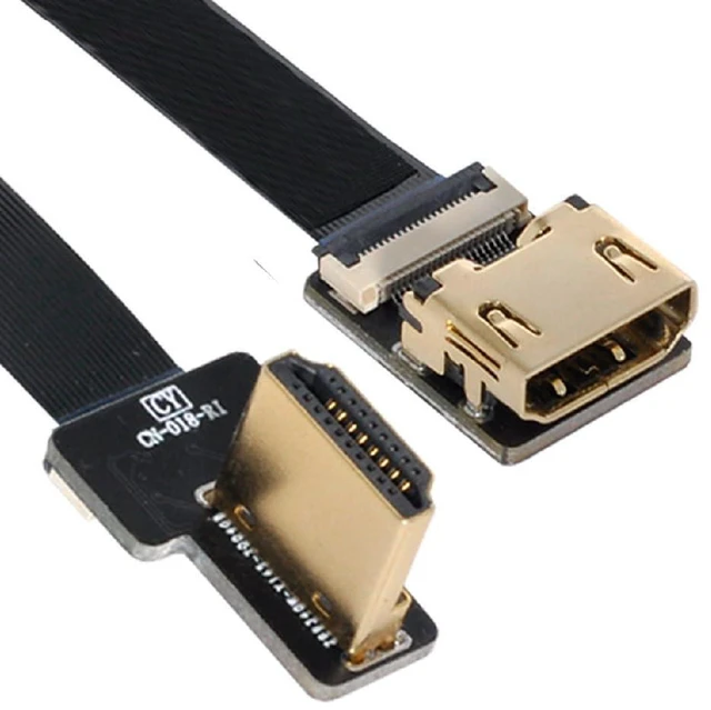 Alt view image 7 of 7 - FPV Left Angled 90 Degree HDMI Male to Female FPC Flat Cable for HDTV Multicopter Aerial Photography 50CM