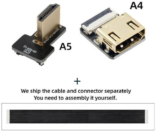 Alt view image 2 of 7 - FPV Left Angled 90 Degree HDMI Male to Female FPC Flat Cable for HDTV Multicopter Aerial Photography 50CM