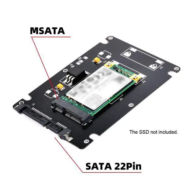 Alt view image 3 of 7 - mSATA SSD Mini PCI-E to 2.5" SATA 22P(15+7) Hard Disk Enclosure Case Converter Adapter for MSATA SSD