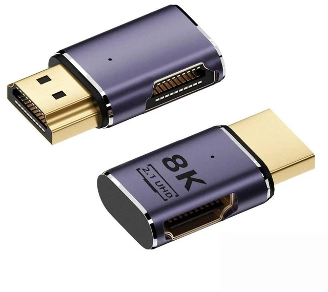 Alt view image 2 of 7 - HDMI Male to HDMI 2.1 Female Flat Right Angled Horizontal 90 Degree UHD Extension Adapter Support 8K 60hz HDTV