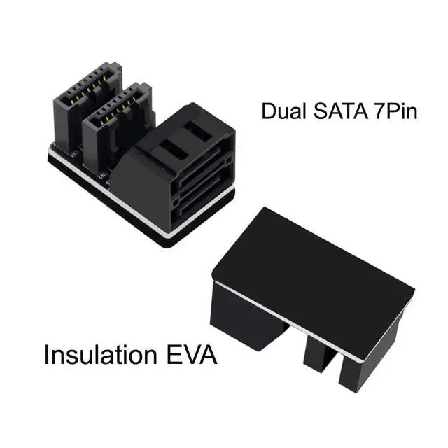 Alt view image 4 of 7 - Dual SATA 7Pin Female to 90 Degree Angled 7Pin Male Vertical Adapter Low Profile for Desktops SSD HDD Mainboard Motherboard