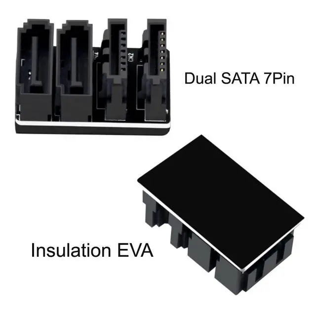 Alt view image 3 of 7 - Dual SATA 7Pin Female to 360 Degree Angled 7Pin Male Adapter Low Profile for Desktops SSD HDD Mainboard Motherboard