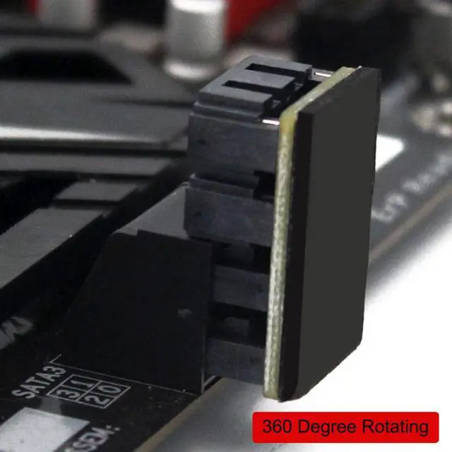 Alt view image 5 of 7 - Dual SATA 7Pin Female to 360 Degree Angled 7Pin Male Adapter Low Profile for Desktops SSD HDD Mainboard Motherboard