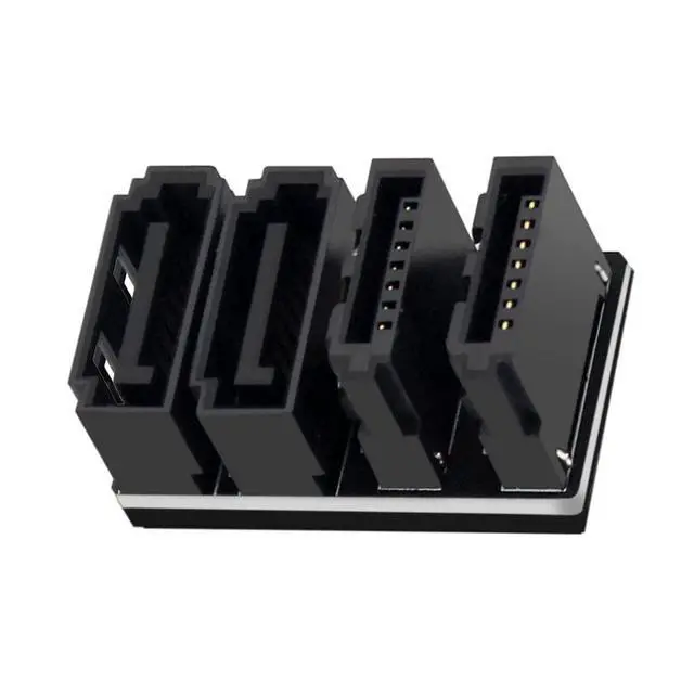 Alt view image 7 of 7 - Dual SATA 7Pin Female to 360 Degree Angled 7Pin Male Adapter Low Profile for Desktops SSD HDD Mainboard Motherboard