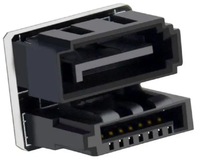 Main image of Single SATA 7Pin Female to 360 Degree Angled 7Pin Male Adapter for Desktops SSD HDD Mainboard Motherboard