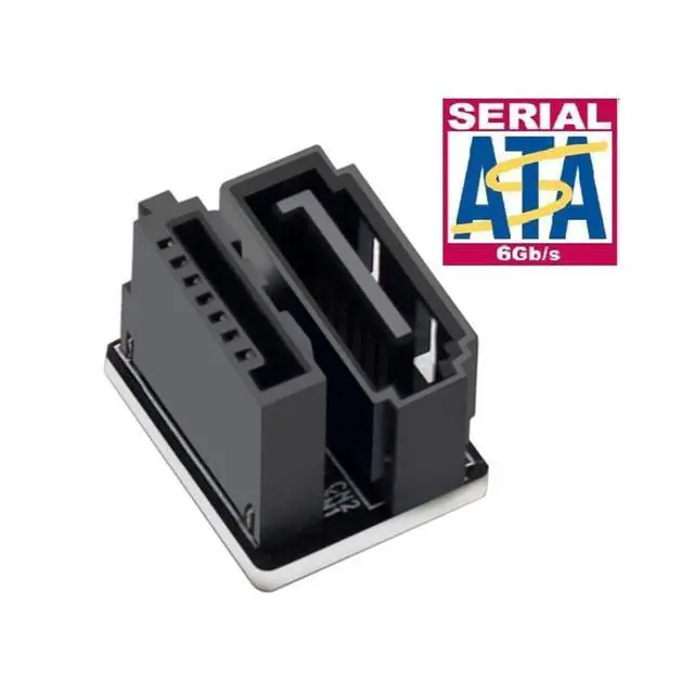 Alt view image 3 of 7 - Single SATA 7Pin Female to 360 Degree Angled 7Pin Male Adapter for Desktops SSD HDD Mainboard Motherboard