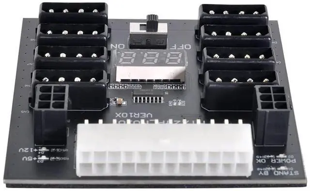 Main image of ATX PSU Server Power Board 24Pin to IDE 8X 4Pin +2X 6Pin Power Supply Board for CHIA ETH BTC Mining Miner