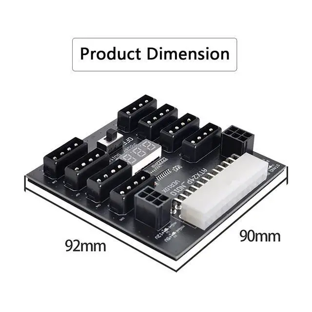 Alt view image 3 of 7 - ATX PSU Server Power Board 24Pin to IDE 8X 4Pin +2X 6Pin Power Supply Board for CHIA ETH BTC Mining Miner
