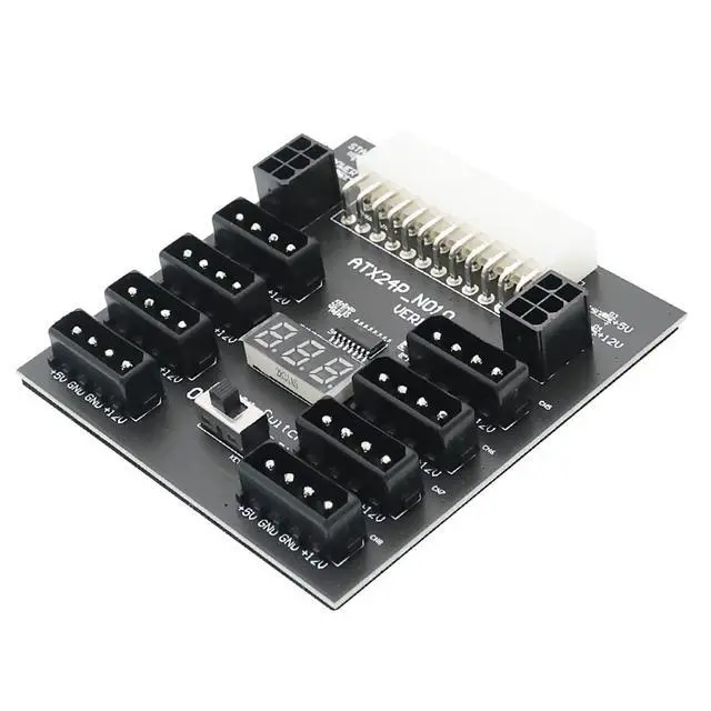 Alt view image 6 of 7 - ATX PSU Server Power Board 24Pin to IDE 8X 4Pin +2X 6Pin Power Supply Board for CHIA ETH BTC Mining Miner