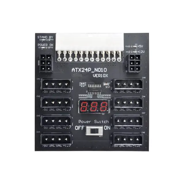 Alt view image 7 of 7 - ATX PSU Server Power Board 24Pin to IDE 8X 4Pin +2X 6Pin Power Supply Board for CHIA ETH BTC Mining Miner