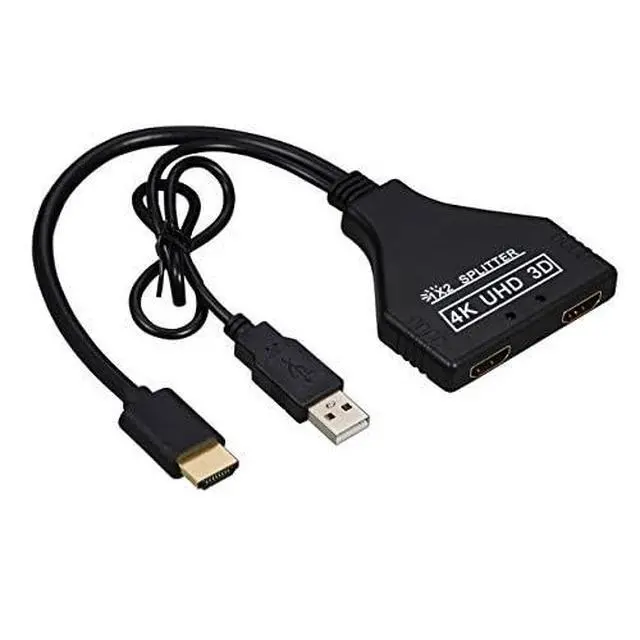 Alt view image 2 of 6 - HDMI-Compatible 1.3 to Dual Female Splitter Switch Extension Adapter Cable with Power for HDTV Laptop 1080P