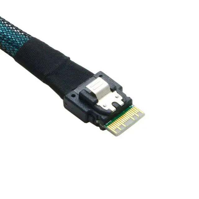 Alt view image 3 of 7 - Slim Line SAS 4.0 SFF-8654 4i 38pin Host to 4 SATA 7pin Target Hard Disk Fanout Raid Cable 50cm