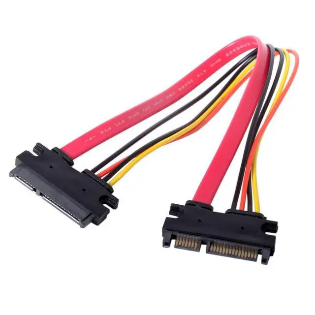 Alt view image 2 of 7 - SATA 3.0 7+15 22 Pin SATA Male to Female Data Power Extension Cable 30cm Red Color