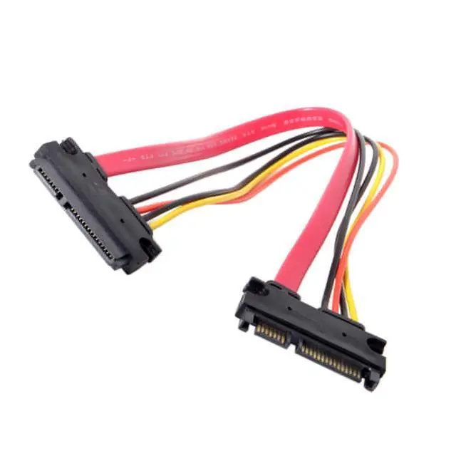 Alt view image 3 of 7 - SATA 3.0 7+15 22 Pin SATA Male to Female Data Power Extension Cable 30cm Red Color