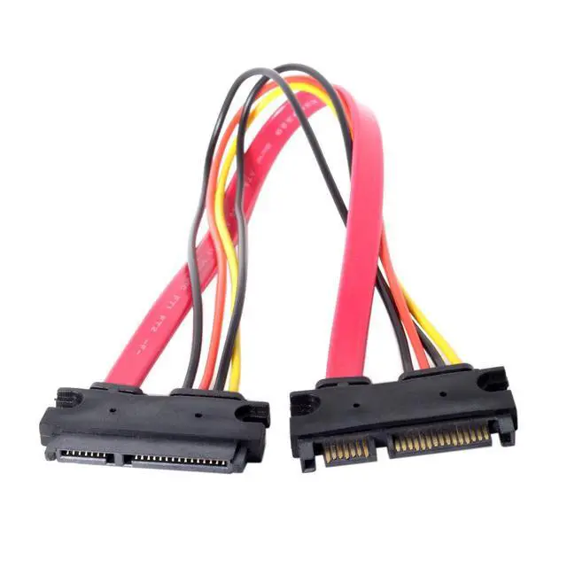 Alt view image 4 of 7 - SATA 3.0 7+15 22 Pin SATA Male to Female Data Power Extension Cable 30cm Red Color