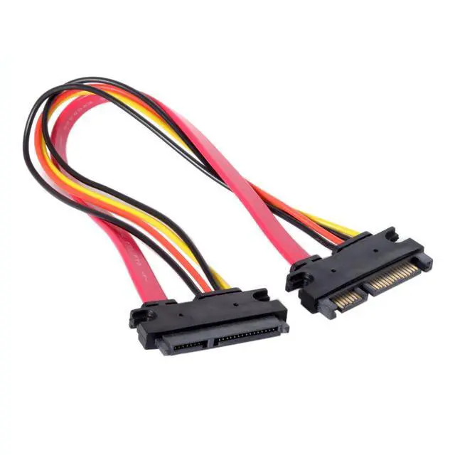 Alt view image 5 of 7 - SATA 3.0 7+15 22 Pin SATA Male to Female Data Power Extension Cable 30cm Red Color