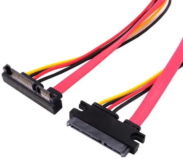 Main image of Down Angled SATA III 3.0 7+15 22 Pin SATA Male to Female Data Power Extension Cable 30cm
