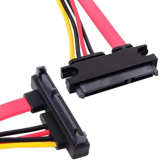 Alt view image 2 of 6 - Down Angled SATA III 3.0 7+15 22 Pin SATA Male to Female Data Power Extension Cable 30cm