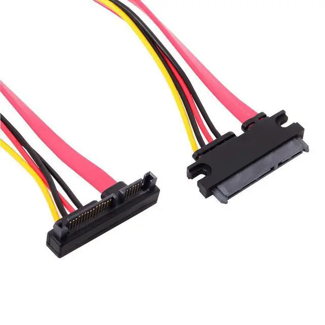 Alt view image 3 of 6 - Down Angled SATA III 3.0 7+15 22 Pin SATA Male to Female Data Power Extension Cable 30cm
