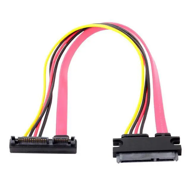 Alt view image 4 of 6 - Down Angled SATA III 3.0 7+15 22 Pin SATA Male to Female Data Power Extension Cable 30cm