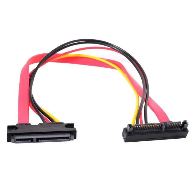 Alt view image 5 of 6 - Down Angled SATA III 3.0 7+15 22 Pin SATA Male to Female Data Power Extension Cable 30cm