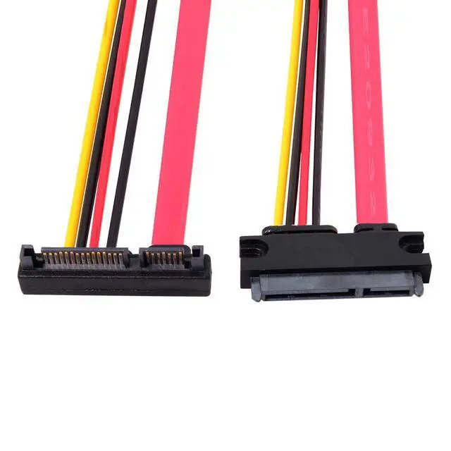 Alt view image 6 of 6 - Down Angled SATA III 3.0 7+15 22 Pin SATA Male to Female Data Power Extension Cable 30cm