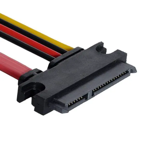 Alt view image 5 of 6 - Down Angled 90 Degree SATA 3.0 7+15 22Pin SATA Male to Female Data Power Extension Cable 30cm