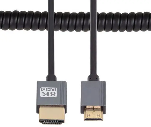 Main image of 8K 60hz Mini HDMI 2.1 Male to HDMI Male Stretch Coiled Cable for HDTV Computer Laptop Monitor 100cm