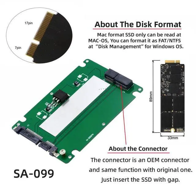 Alt view image 3 of 7 - 2.5" SATA 22pin to A1425 A1398 MC975 MC976 MD212 MD213 ME662 ME664 ME665 SSD Hard Disk case Enclosure