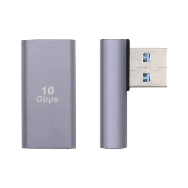 Alt view image 5 of 7 - 10Gbps USB3.0 Male Low Profile 90 Degree Left Angled Type to Female Extension Power Data Video Adapter