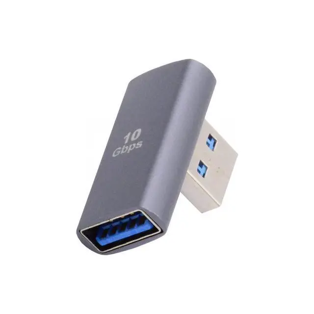 Alt view image 7 of 7 - 10Gbps USB3.0 Male Low Profile 90 Degree Left Angled Type to Female Extension Power Data Video Adapter
