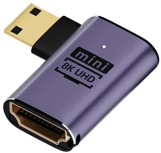 Main image of Left Angled Mini HDMI Male to HDMI 2.1 Female UHD Extension Gold Converter Adapter Support 8K 60hz HDTV