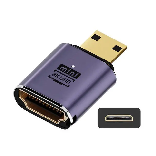 Alt view image 2 of 7 - Mini HDMI Male to HDMI 2.1 Female UHD Extension Gold Converter Adapter Support 8K 60hz HDTV