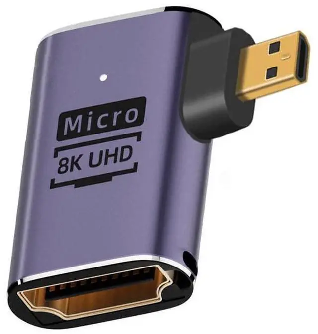 Main image of Right Angled Micro HDMI Male to HDMI 2.1 Female UHD Extension Gold Converter Adapter Support 8K 60hz HDTV