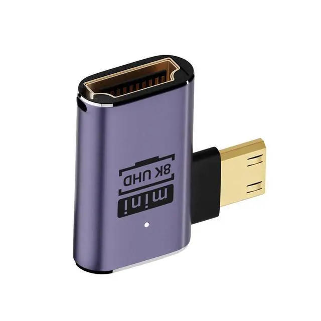 Main image of Right Angled Mini HDMI Male to HDMI 2.1 Female UHD Extension Gold Converter Adapter Support 8K 60hz HDTV
