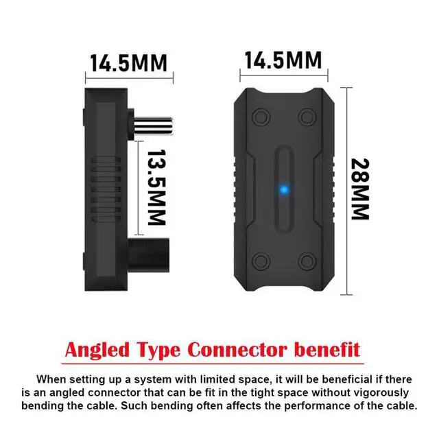 Alt view image 6 of 7 - USB3.1 Type C 20Gbps Power Data Video Adapter Male to Female Opposite U Shape Back Angled Compatible with ROG Ally Steam Deck Phone NS Switch